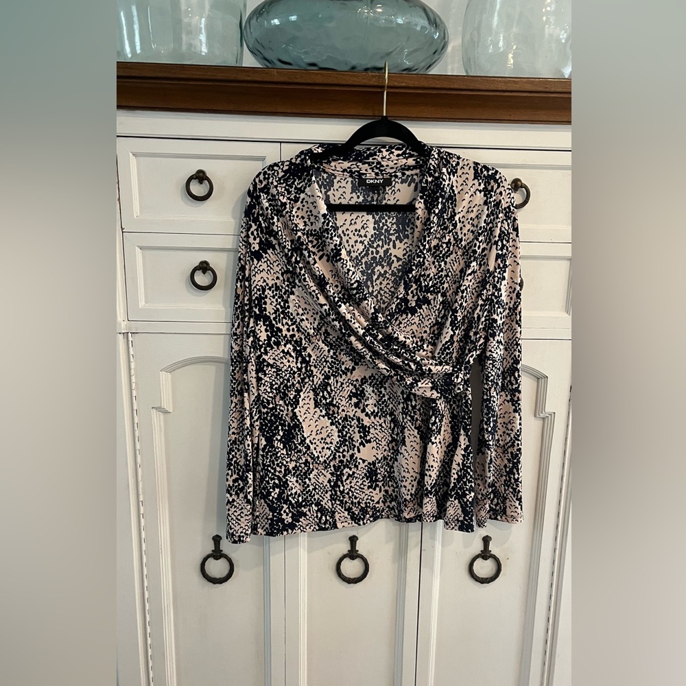 DKNY blouse. Pretty design, faux wrap.